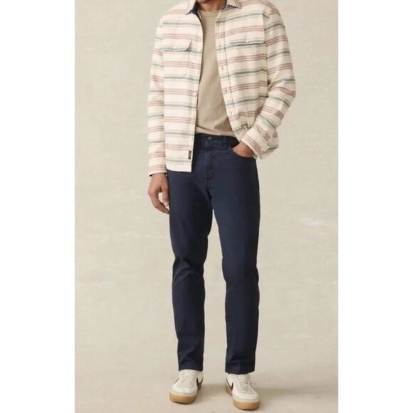 NWT FAHERTY Wavebreaker Shirt Dune Sky Stripe Organic Cotton Size XXL MSRP $198 - Picture 2 of 12